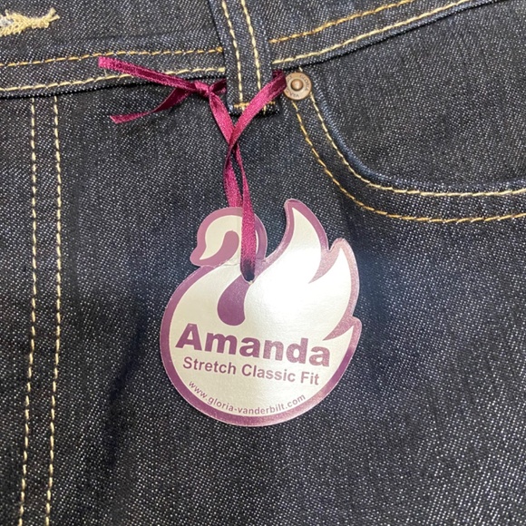 Gloria Vanderbilt 14 Short Amanda Stretch Classic Fit Dark Wash Stretch Denim - Picture 2 of 6